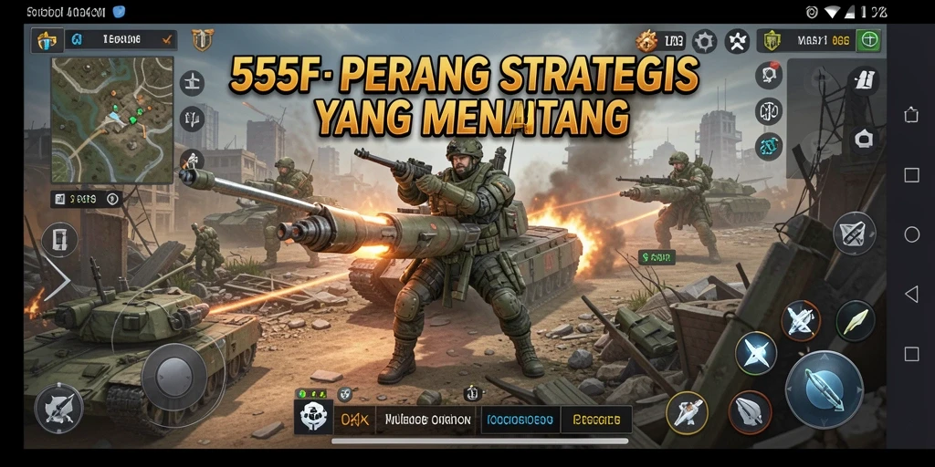 Tampilan gameplay 555F yang penuh strategi dan takti.