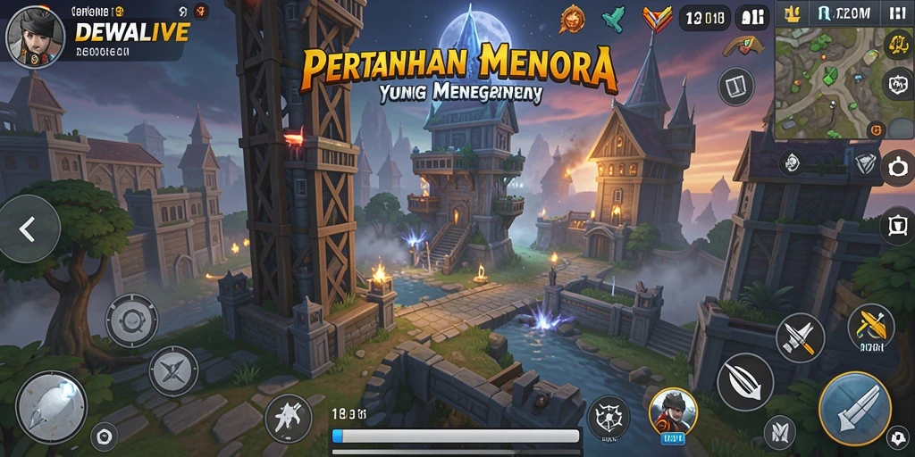 Tampilan gameplay menegangkan dari DEWALIVE yang menunjukkan aksi Tower Defense.
