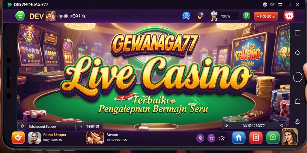 Screenshot gameplay Live Casino DEWANAGA77 dengan dealer interaktif dan suasana kasino yang menegangkan.