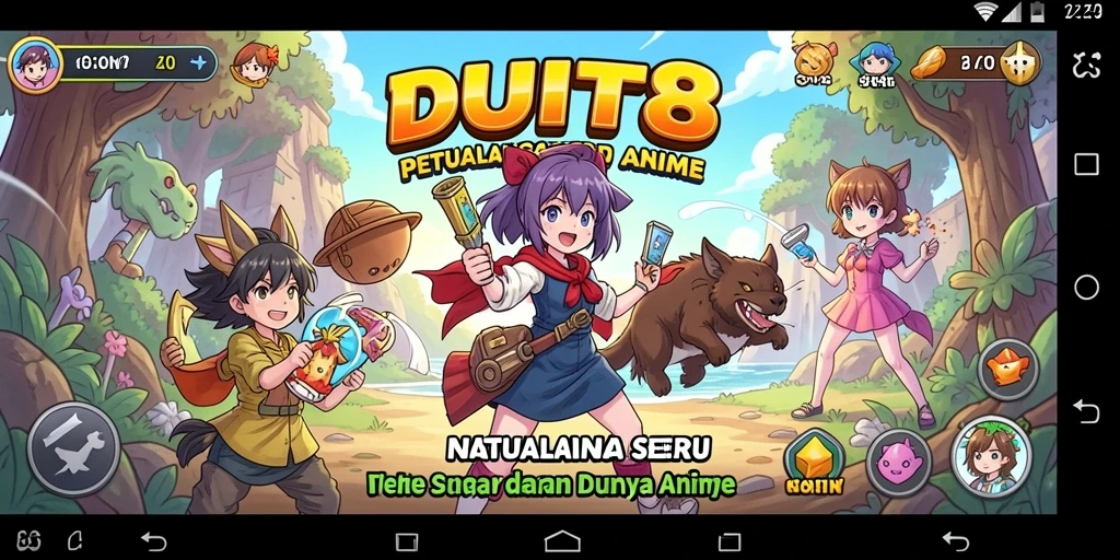 Screenshot gameplay DUIT8 menunjukkan pertarungan seru karakter anime.