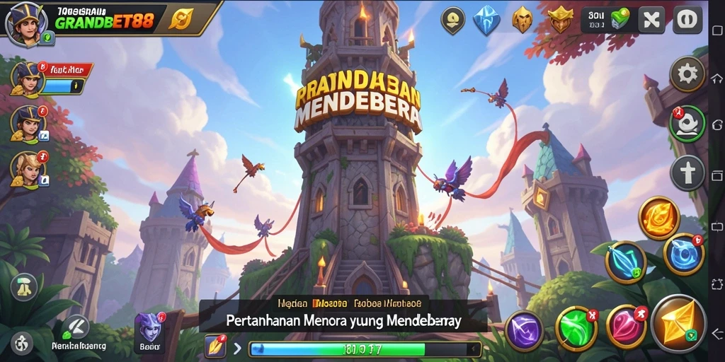 Gameplay seru dan mendebarkan di GRANDBET88 Tower Defense.
