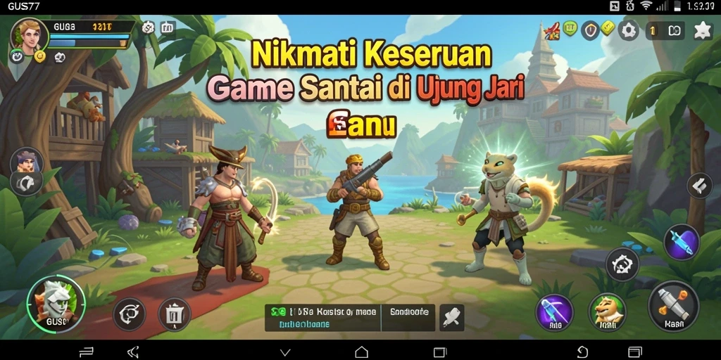Tangkapan layar GUS77 menampilkan gameplay yang santai dan menyenangkan.