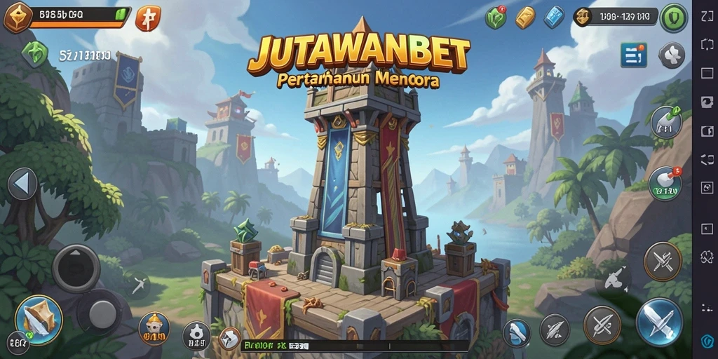 Tangkapan layar gameplay menampilkan aksi menara dalam JUTAWANBET.