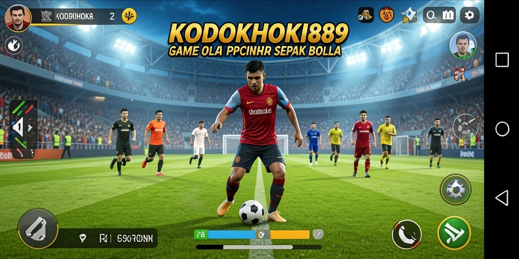 Menampilkan aksi seru gameplay KODOKHOKI889 di lapangan sepak bola.