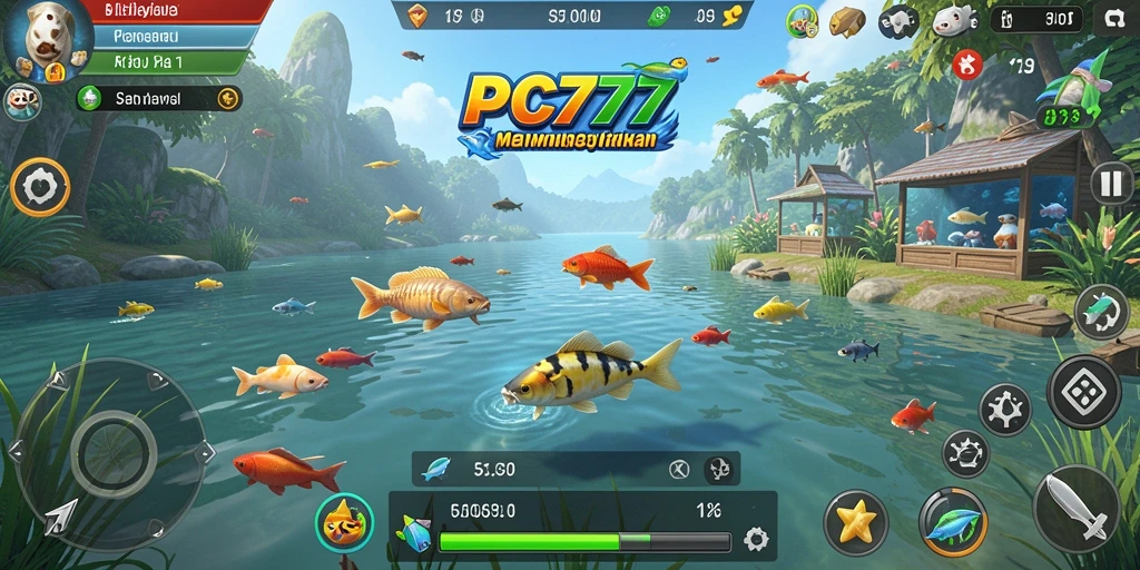Tampilan gameplay memancing yang seru dan mendebarkan.