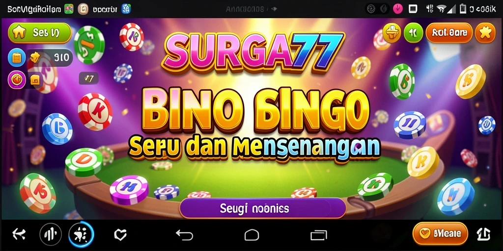Tangkapan layar utama menunjukkan gameplay Bingo yang penuh warna dan interaktif.