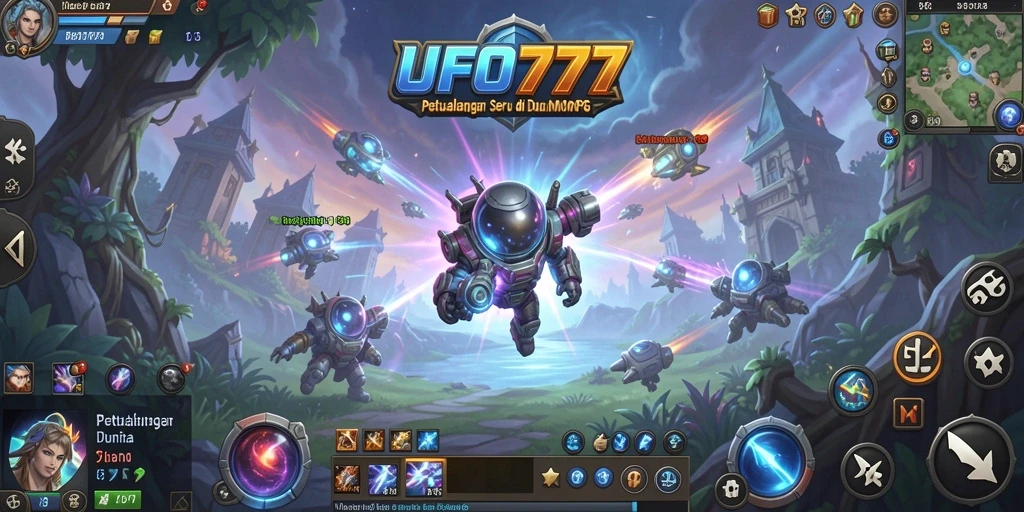Screenshot menunjukkan aksi seru dalam petualangan MMORPG di UFO777.